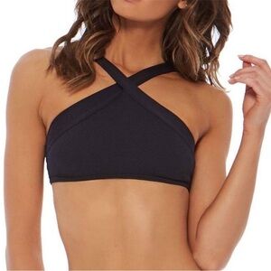 L*SPACE Serina High Neck BlackBikini Top Sz S